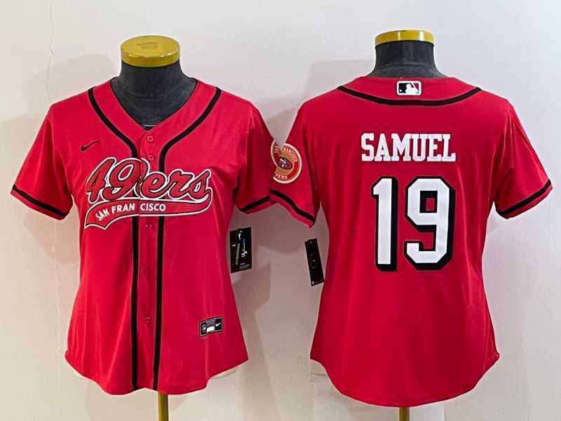 Womens San Francisco 49ers #19 Deebo Samuel Red Color Rush With Patch Cool Base Stitched Baseball Jersey